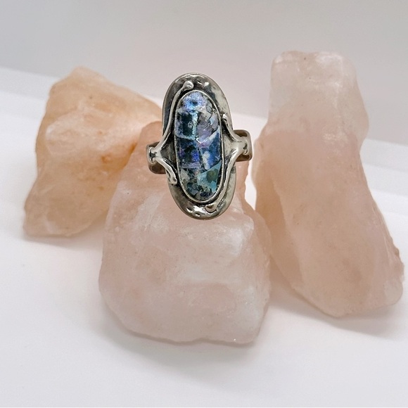 Amazing Vintage Sterling Silver Ancient Holy Land Roman Glass Ring - Picture 2 of 6